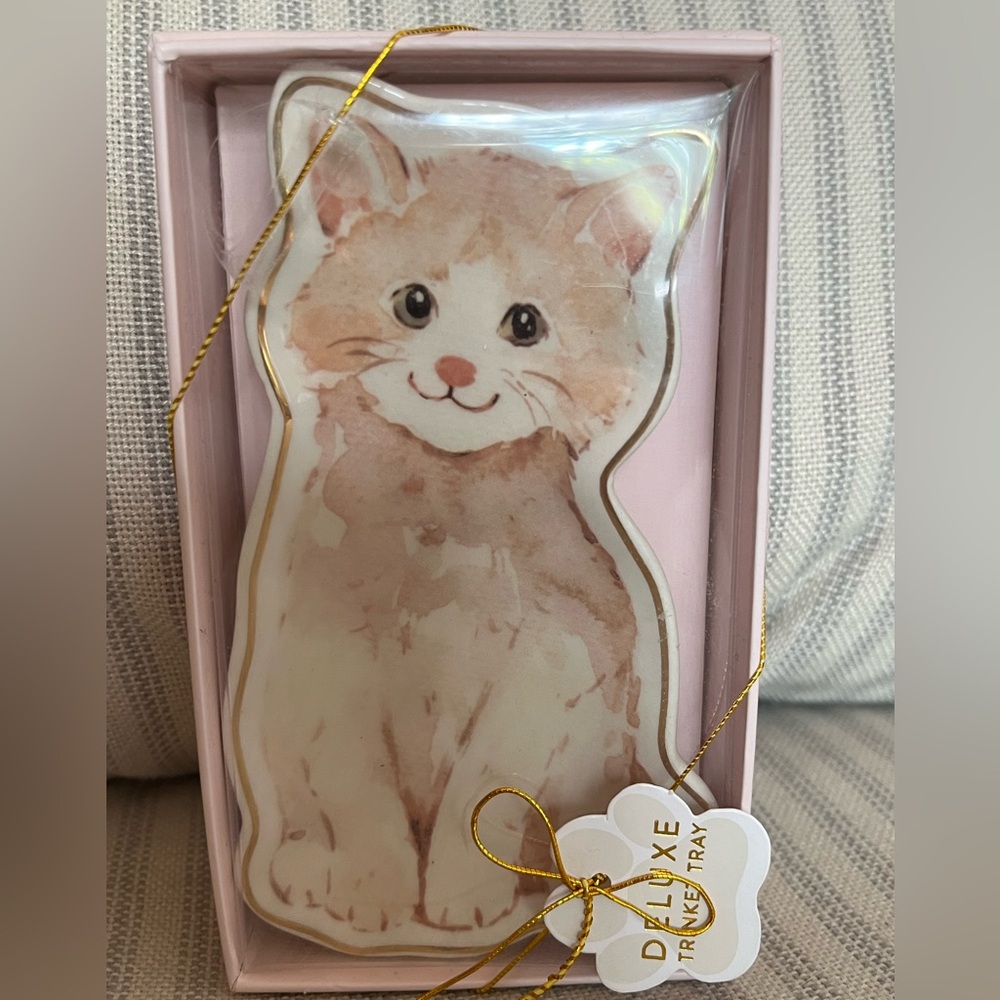 Sweet orange kitty trinket dish